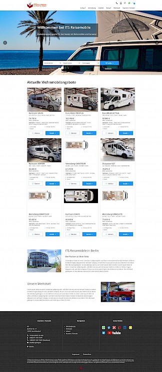 Startseite Webseite Verkauf Wohnmobile und Caravans